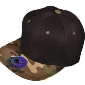 Camo black snapback Black Designer Hat with Camo flatbill