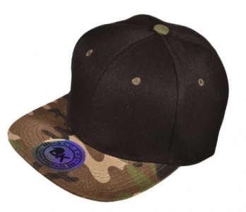 Black Designer Hat with Camo flatbill