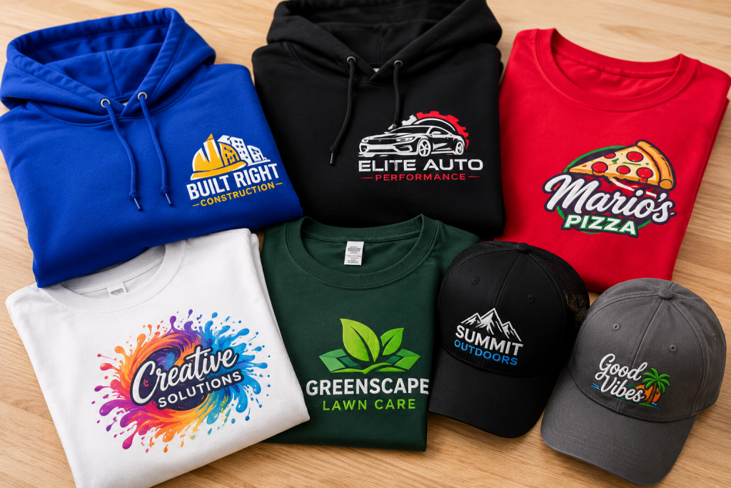 Design Hub 360 Custom T-Shirts & Apparel Printing 1 group of merch for design hub 360