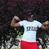 model for Stop Da Hate custom tees and merch